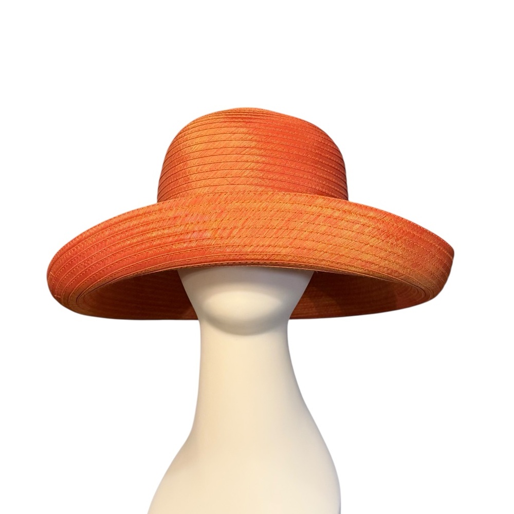 Coldwater Creek Wide Brim Straw Hat in Bright Orange